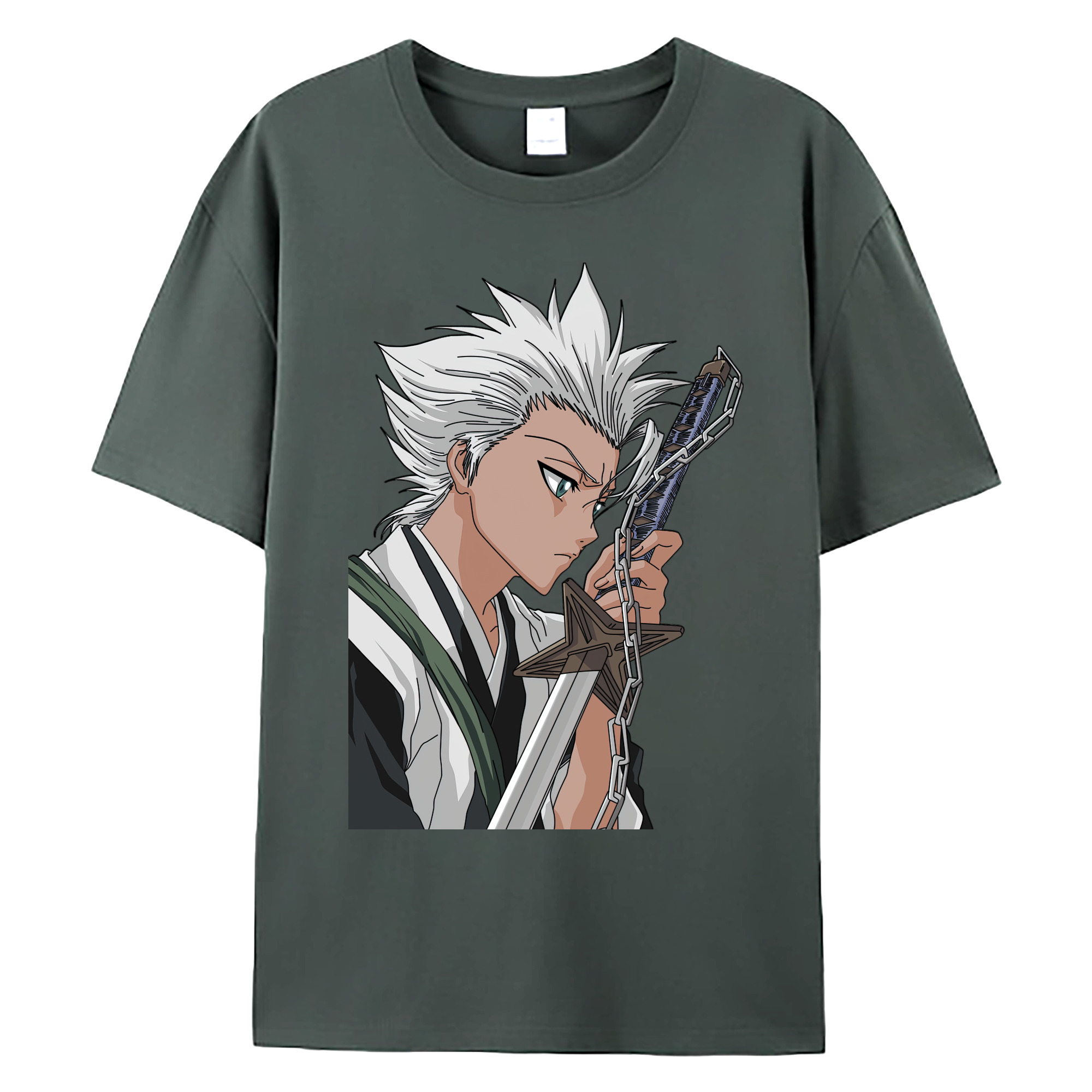 （画像用） ブリーチ 日番谷冬獅郎（ひつがや とうしろう） BLEACH Hitsugaya Toushirou 綿100％ メンズ半袖Tシャツ｜肌触りやわらか＆通気性